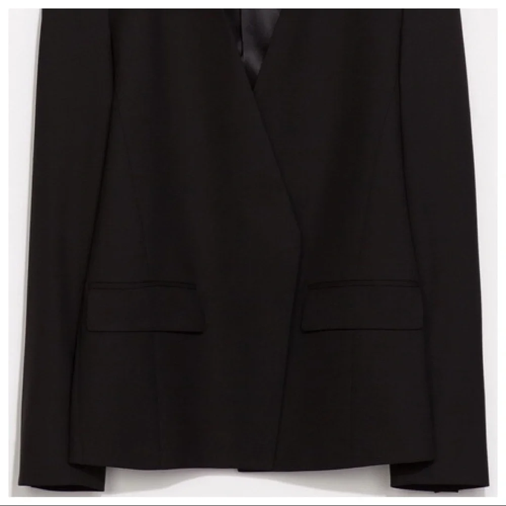 NWT. Zara Black No Collar Jacket Blazer. Size S
